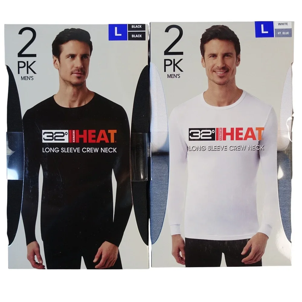32 Degrees Heat Long Sleeve Crew Neck Thermal Base Layer Men Large 4 Pack